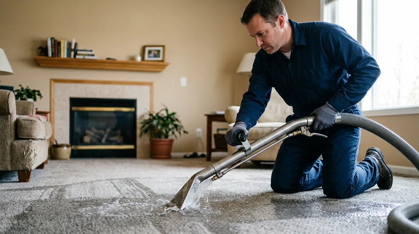 Water damage restoration technician working near Bridge City, TX